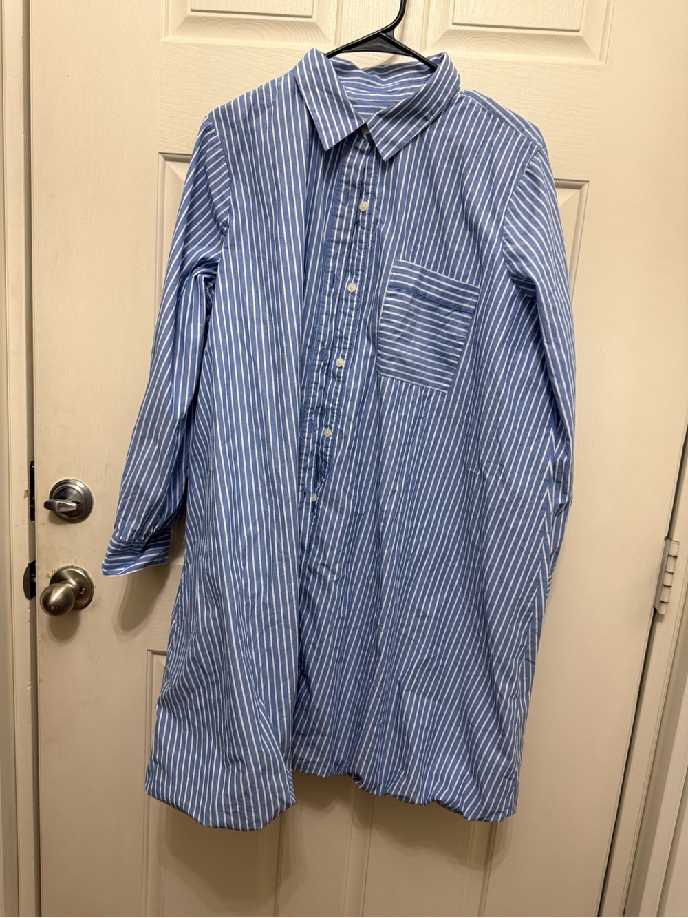 LOFT Women’s Blue & White Vertical Stripe Bubble Hem dress